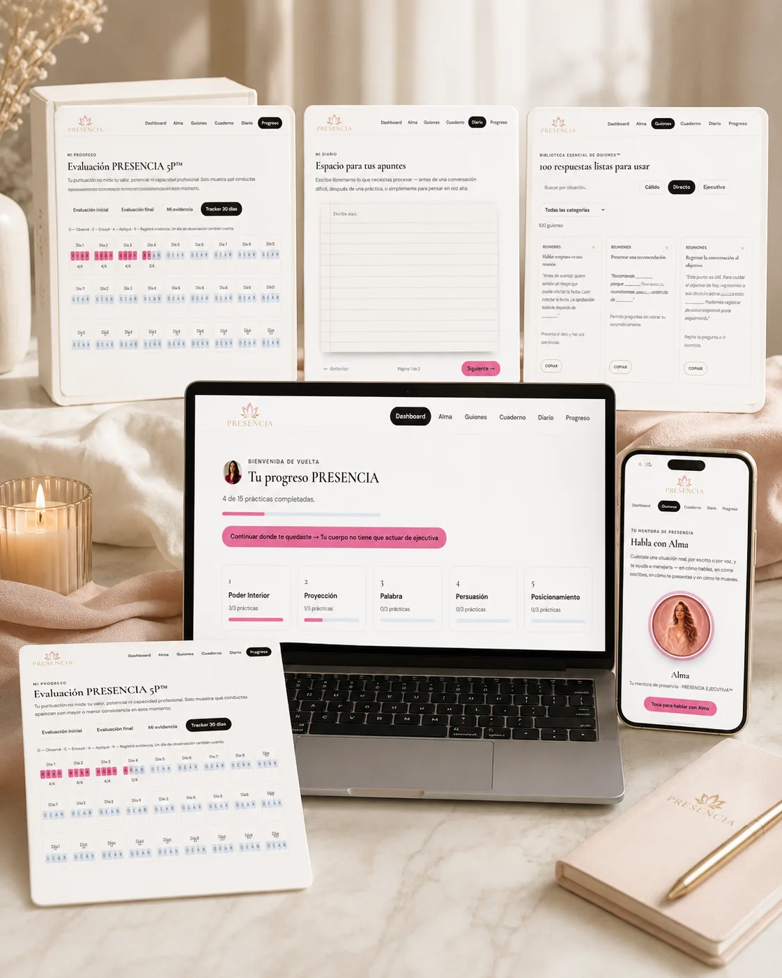 Mockup de lo que recibes dentro de PRESENCIA EJECUTIVA™